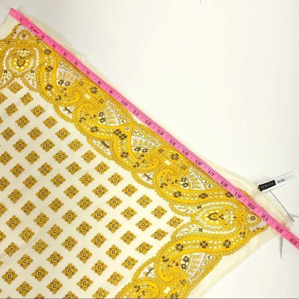 Talbots classic yellow printed scarf - Picture 6 of 6